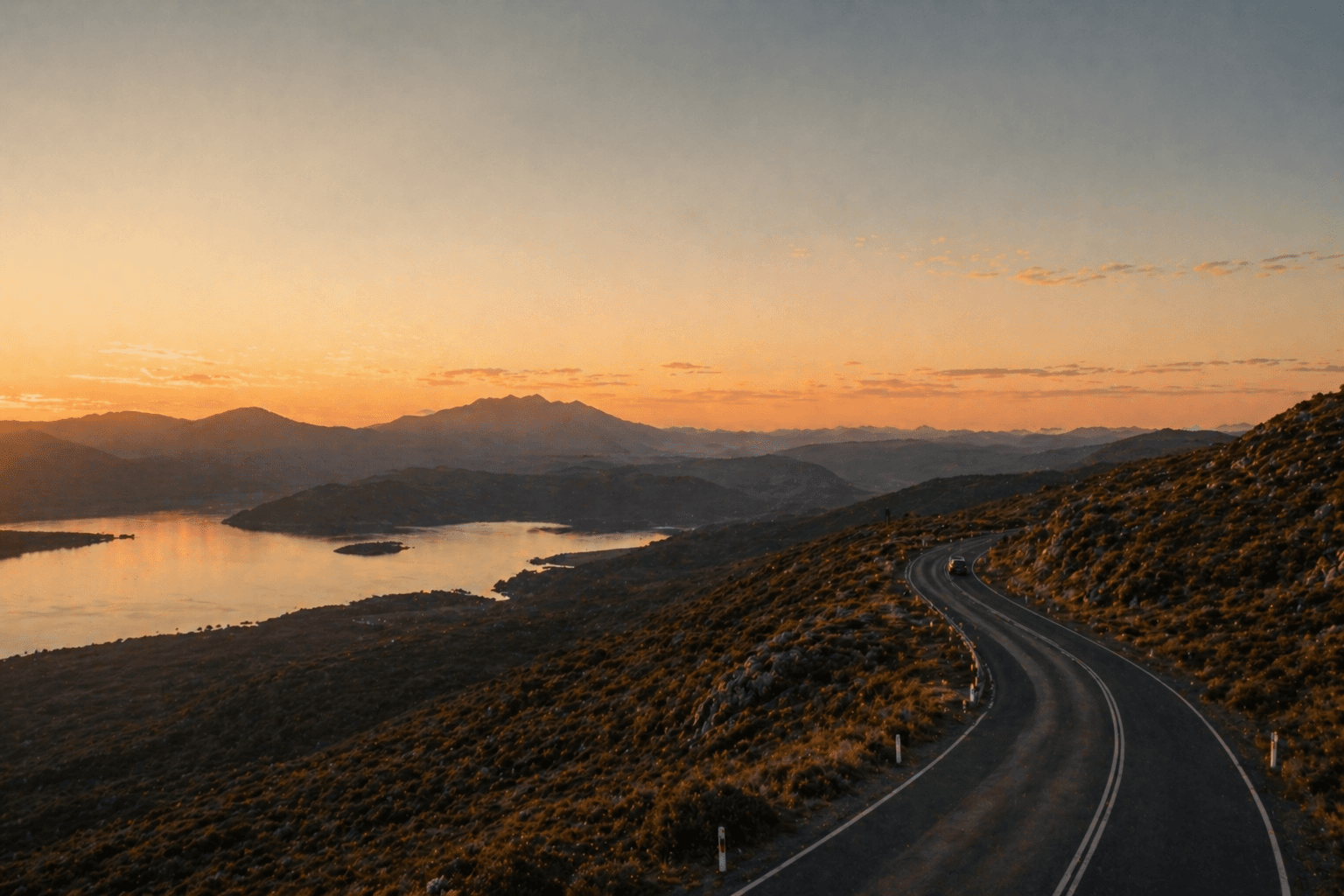 Tasmanian dusk road